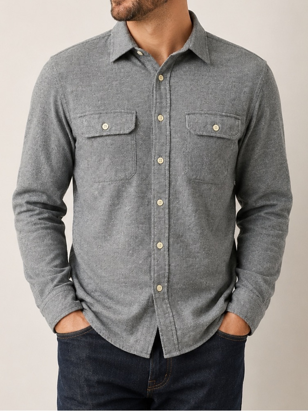 Abercrombie & Fitch Gray Flannel Shirt Men’s M Slim Fit Cotton Workwear
